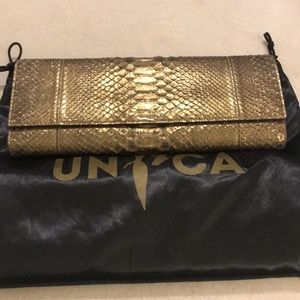 Authentic Italian made python snake clutch